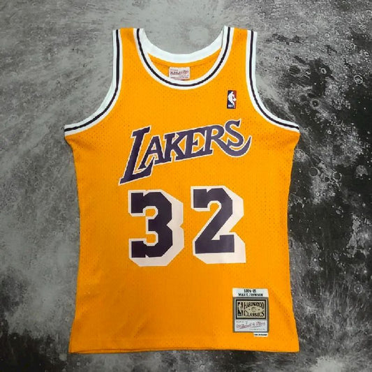 Men’s M&N 84/85 Earvin Johnson Yellow Retro Jersey