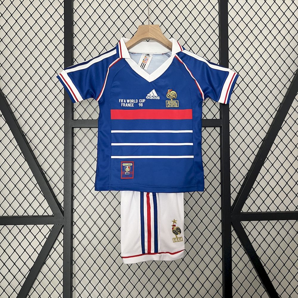Camisa e shorts retrô infantil França 1998