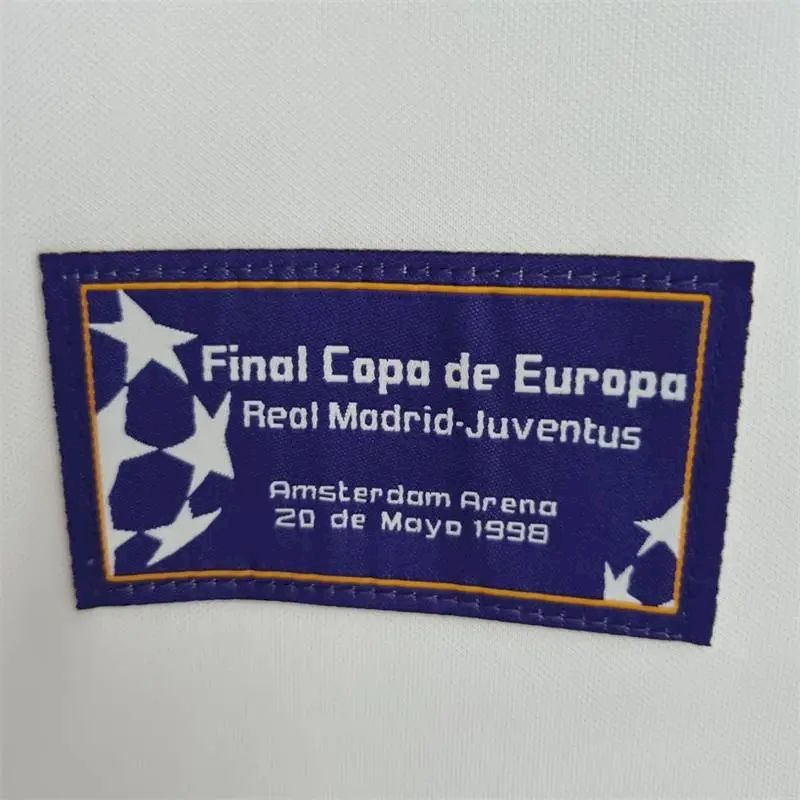 Camisa retrô comemorativa dos 7 Campeões da Liga dos Campeões do Real Madrid 1997/98