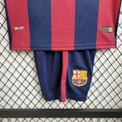 Camisa e shorts retrô infantil do Barcelona 2014/15