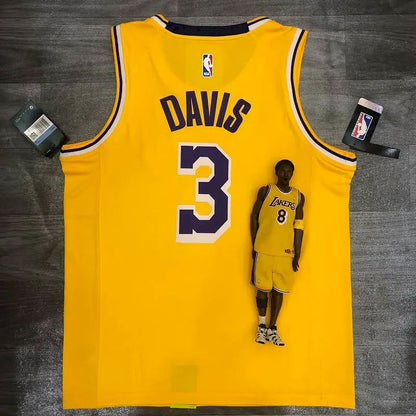 Camisa amarela masculina Anthony Davis versão jogador – Edição clássica retrô