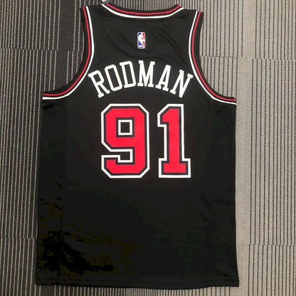 Camisa preta masculina Swingman Dennis Rodman – Edição Statement