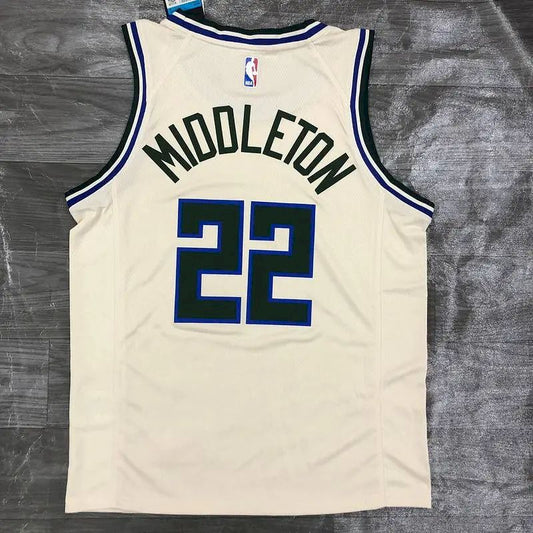 Men’s Khris Middleton 2020-21 White Swingman Jersey – City Edition