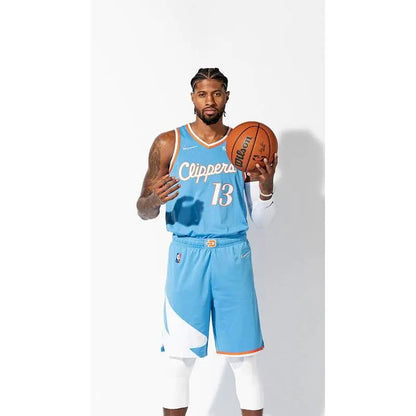 Camisa Paul George Azul Masculina do Time – Edição City do 75º Aniversário