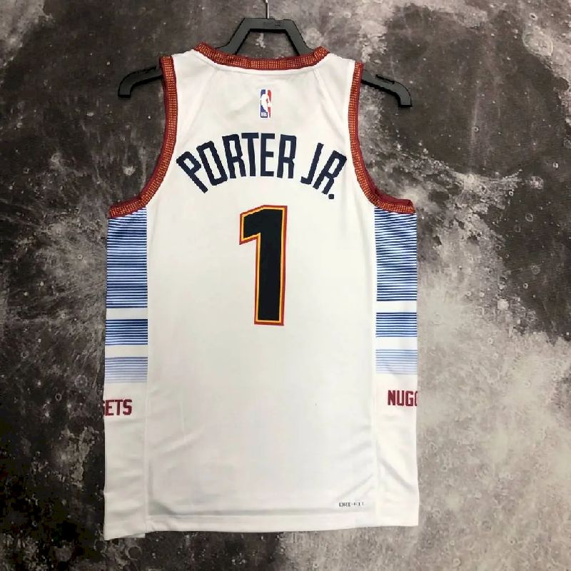 Camisa masculina Michael Porter Jr. branca do time – Edição City