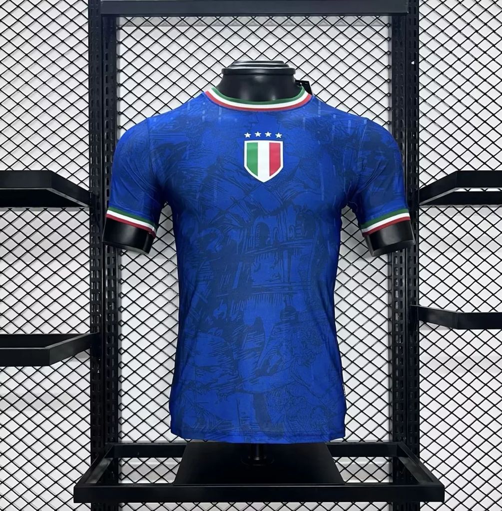 Men's Italy 2024/25 Blue co-branded version Jersey Player Version