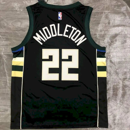 Men’s Khris Middleton 2020-21 Black Swingman Jersey – Icon Edition