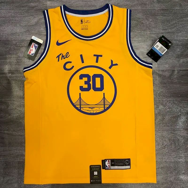 Camisa amarela masculina Stephen Curry versão jogador – The City Classic Edition
