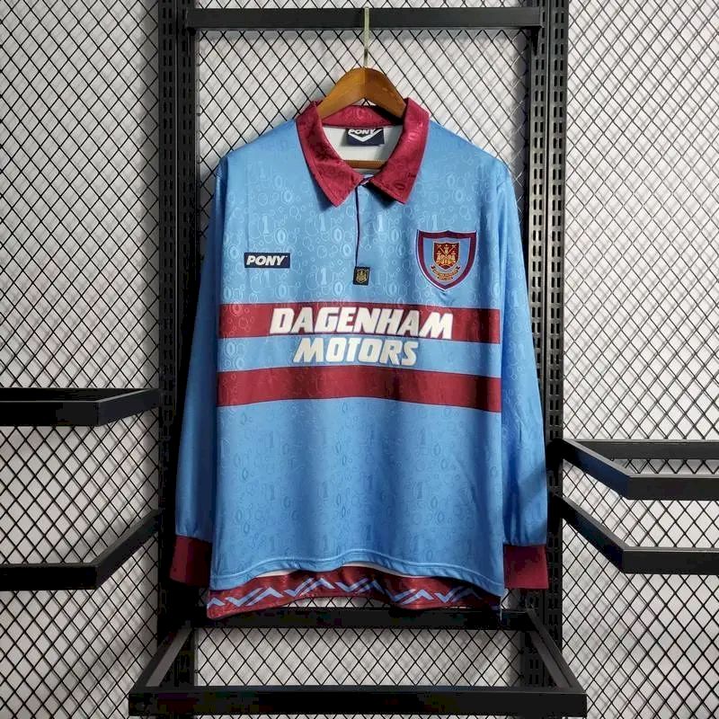 Camisa retrô de mangas compridas reserva do West Ham United 1995/97