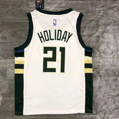 Camisa masculina Jrue Holiday White 2020-21 Swingman Player Version - Edição Association