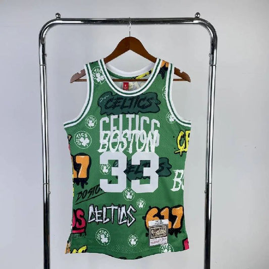 Men’s M&N 1985/86 Larry Bird Green Retro Jersey