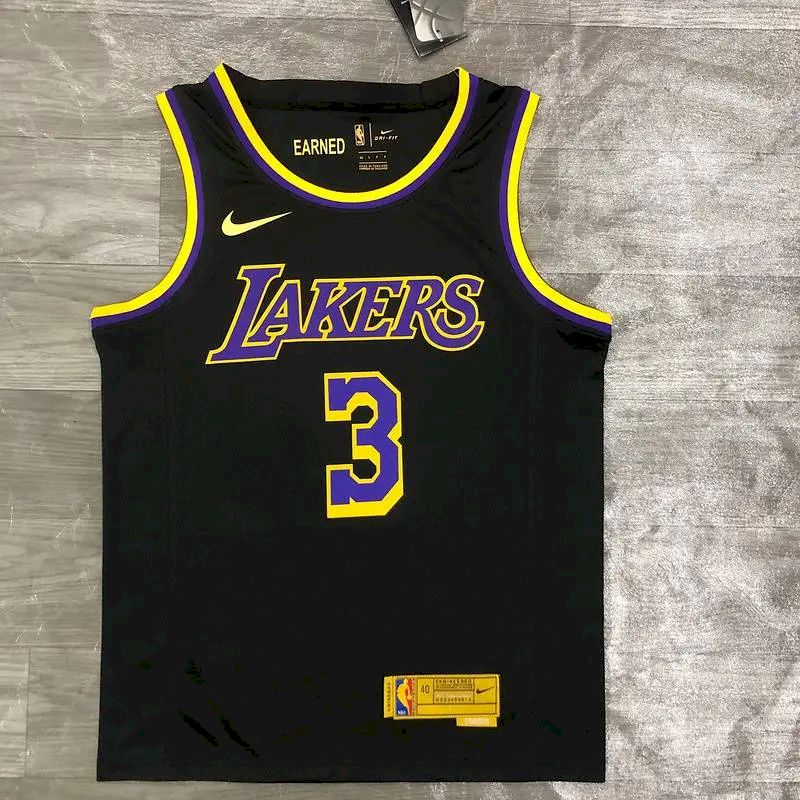 Camisa masculina Anthony Davis 2020-21 preta Swingman versão jogador – Edição ganha