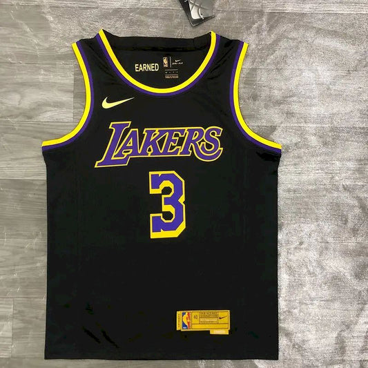 Camisa masculina Anthony Davis 2020-21 preta Swingman versão jogador – Edição ganha