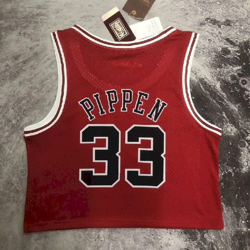 Camisa feminina M&amp;N Scottie Pippen vermelha retrô