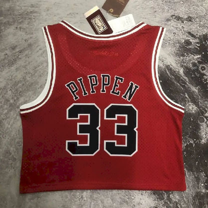 Camisa feminina M&amp;N Scottie Pippen vermelha retrô