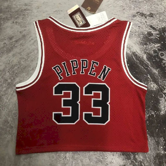 Camisa feminina M&amp;N Scottie Pippen vermelha retrô