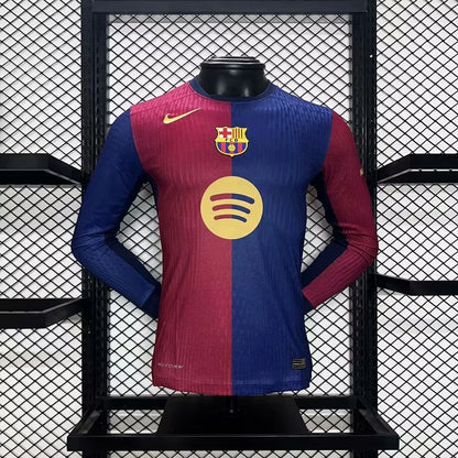 Camisa Barcelona Home 2024/25 Manga Longa Versão Jogador