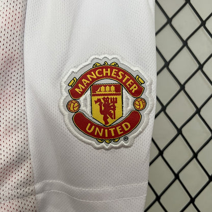Camisa e shorts retrô infantil Manchester United 2012/13