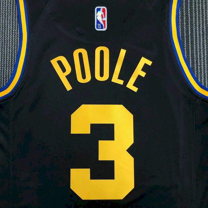 Men’s Jordan Poole Black Team Jersey – 75th Anniversary City Edition