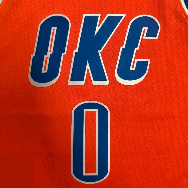 Camisa masculina laranja Swingman Russell Westbrook – Edição Statement