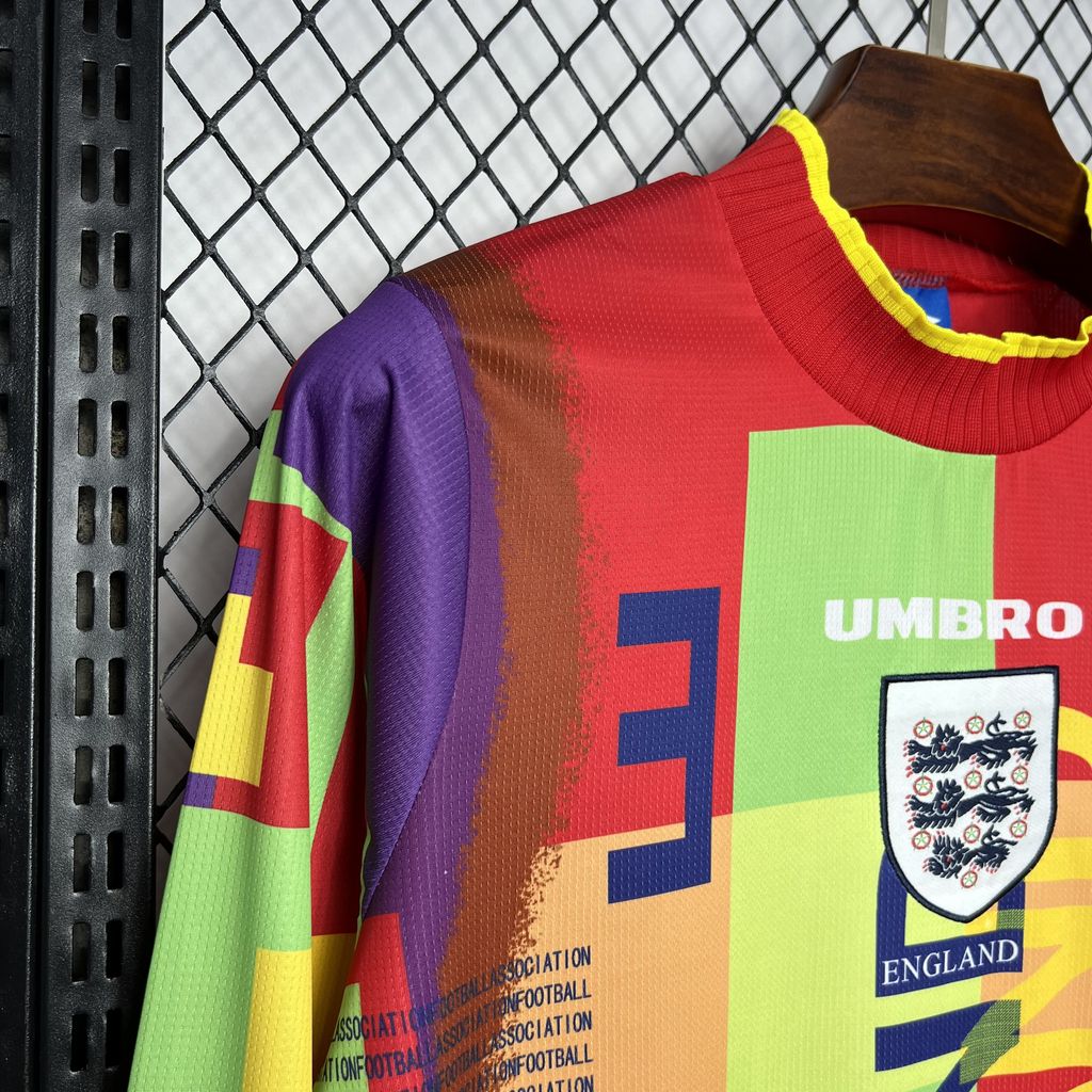 Camisa retrô de goleiro de manga comprida da Inglaterra 1995/96