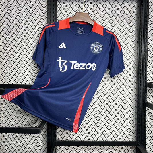 Camisa de treino pré-jogo azul escuro Manchester United 2024/25