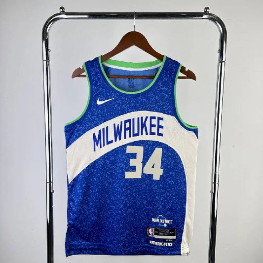 Men’s 2024 Giannis Antetokounmpo Blue Team Jersey – City Edition