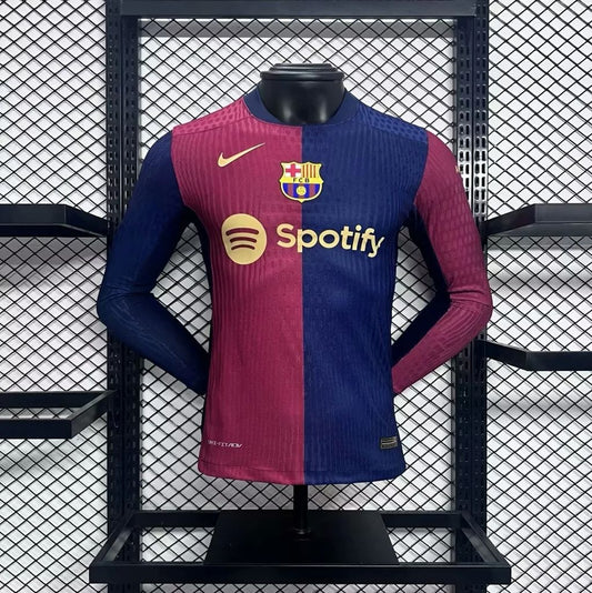 Camisa Barcelona Home 2024/25 Manga Longa Versão Jogador