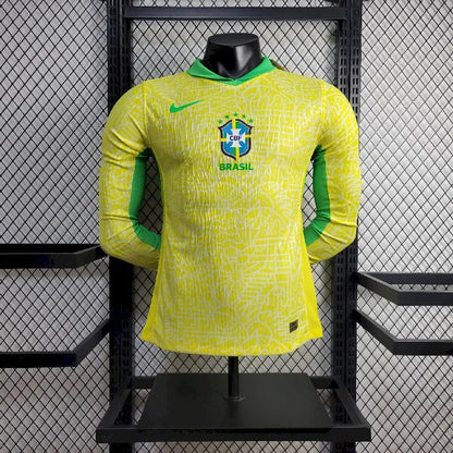Men's Brazil 2024/25 Home Long Sleeve Jersey Player Version