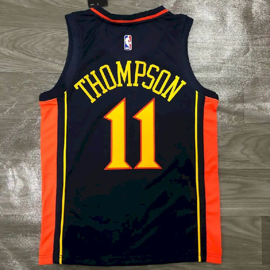 Camisa masculina Klay Thompson azul marinho versão jogador – edição clássica retrô