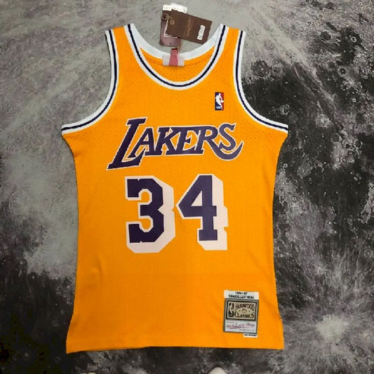 Men’s M&N 96/97 Shaquille O’Neal Yellow Retro Jersey