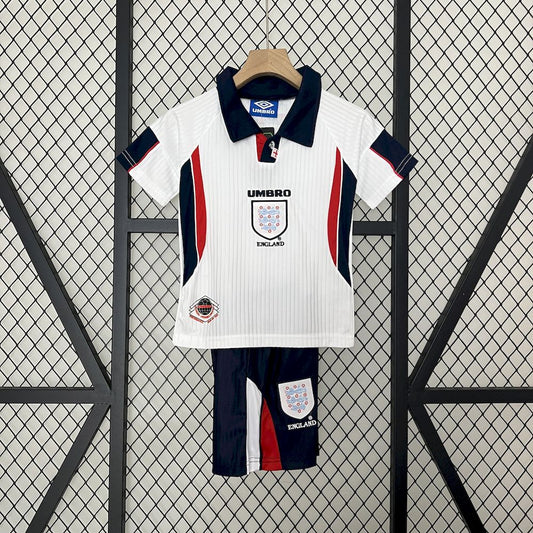 Camisa e shorts retrô infantil da Inglaterra 1998