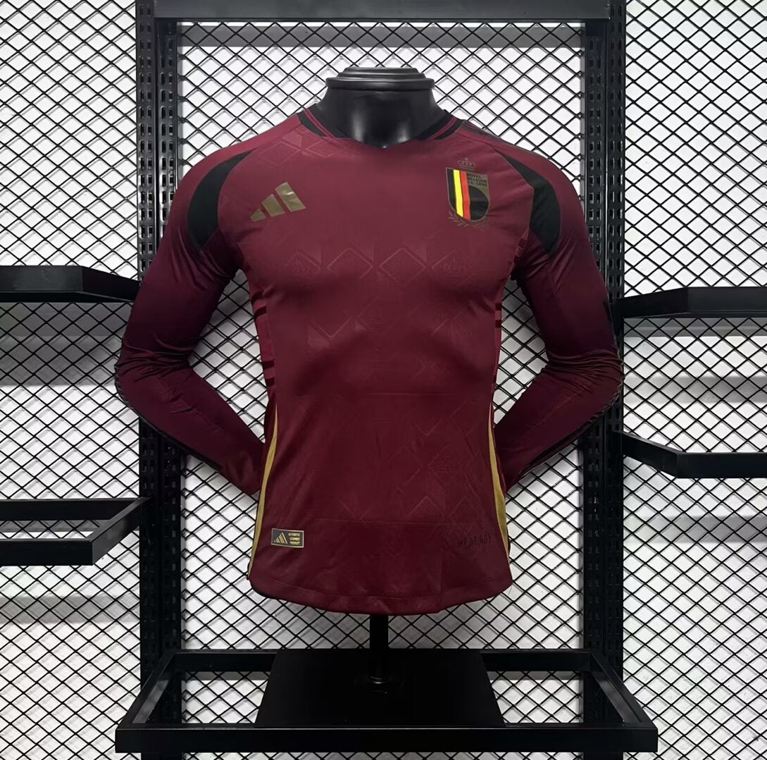 Men's Belgium 2024/25 Home Long Sleeve Jersey Player Version