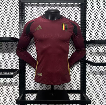 Men's Belgium 2024/25 Home Long Sleeve Jersey Player Version
