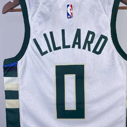 Camisa branca masculina Damian Lillard 2023, time titular