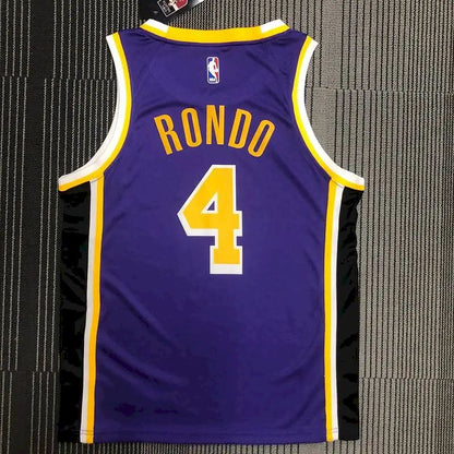 Camisa masculina Rajon Rondo 2020-21 roxa Swingman versão jogador – Edição Statement