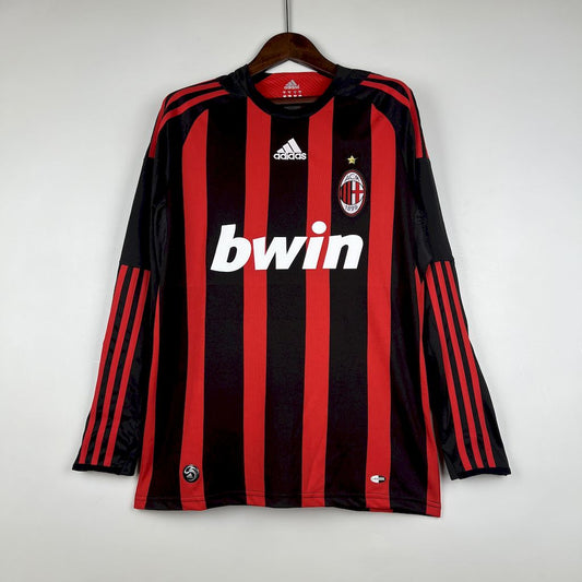 Camisa retrô de mangas compridas do AC Milan 2008/09 Home