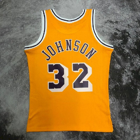 Men’s M&N 84/85 Earvin Johnson Yellow Retro Jersey