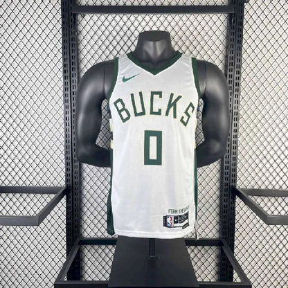 Camisa branca masculina Damian Lillard 2023, time titular