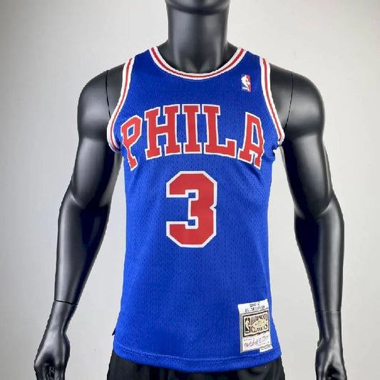 Camisa masculina M&amp;N Allen Iverson azul retrô 1996/97