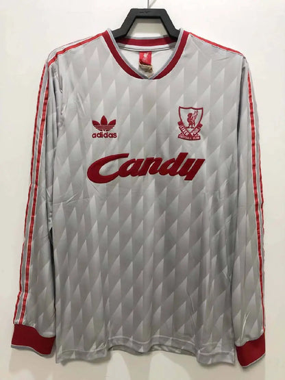Camisa retrô de mangas compridas reserva do Liverpool 1989/91