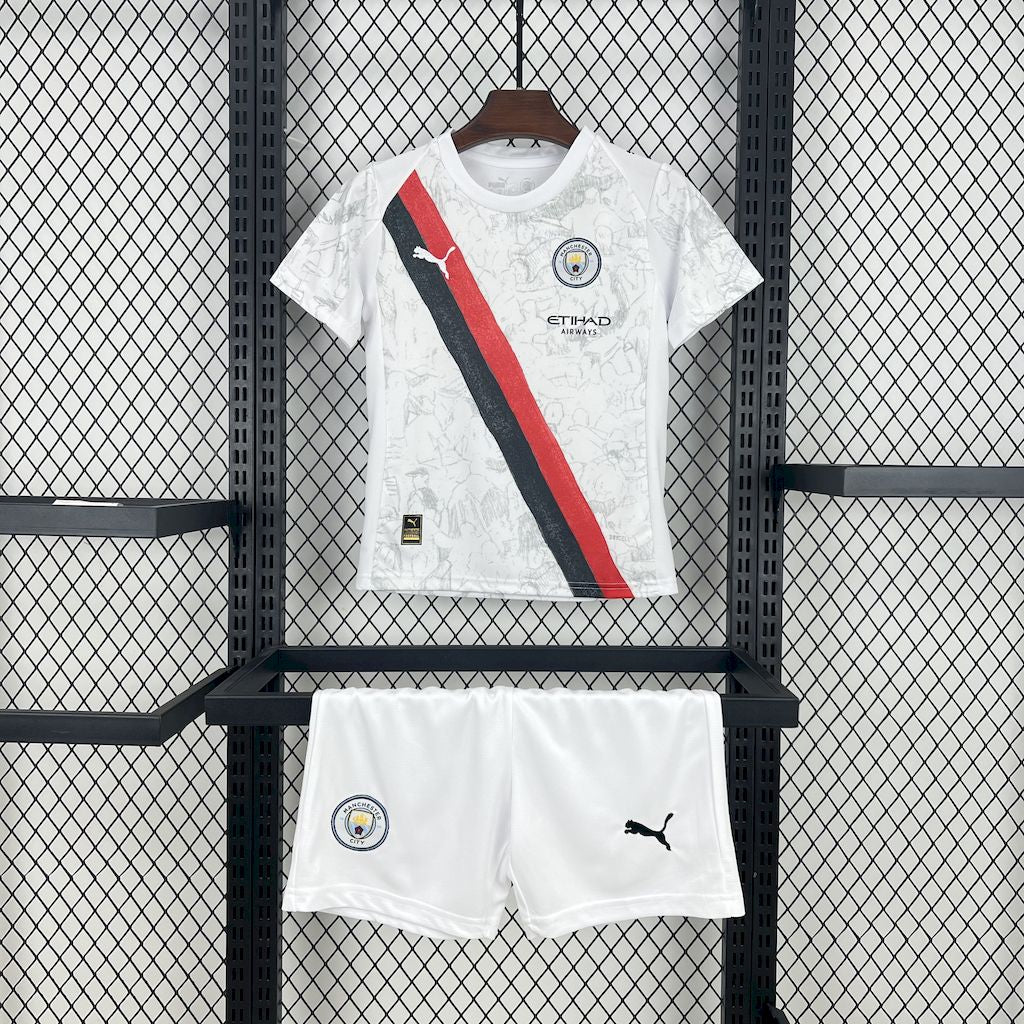 Kit reserva infantil do Manchester City 2025/26