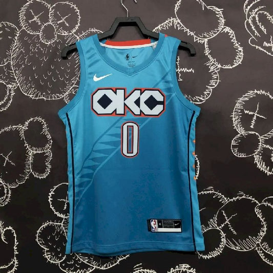 Camisa azul masculina Russell Westbrook Team – Edição City