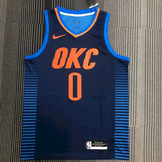 Camisa masculina Russell Westbrook Swingman azul marinho – Edição Statement