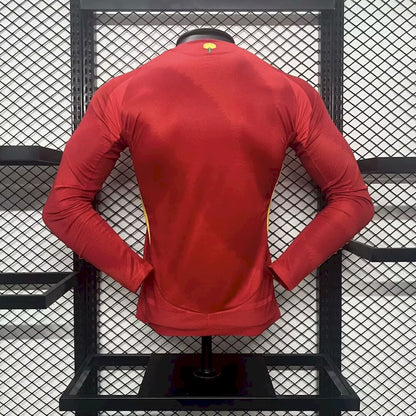 Men's Spain 2024/25 Home Long Sleeve Jersey Player Version