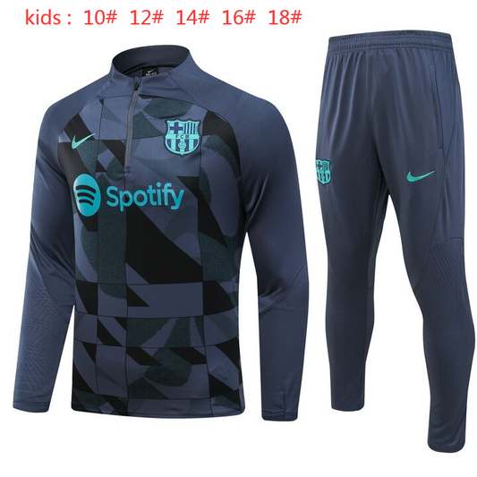 Suéter e calça infantil com zíper médio do Barcelona 2023/24 902