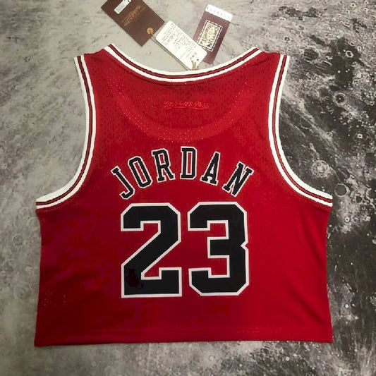 Camisa feminina M&amp;N Michael Jordan vermelha retrô