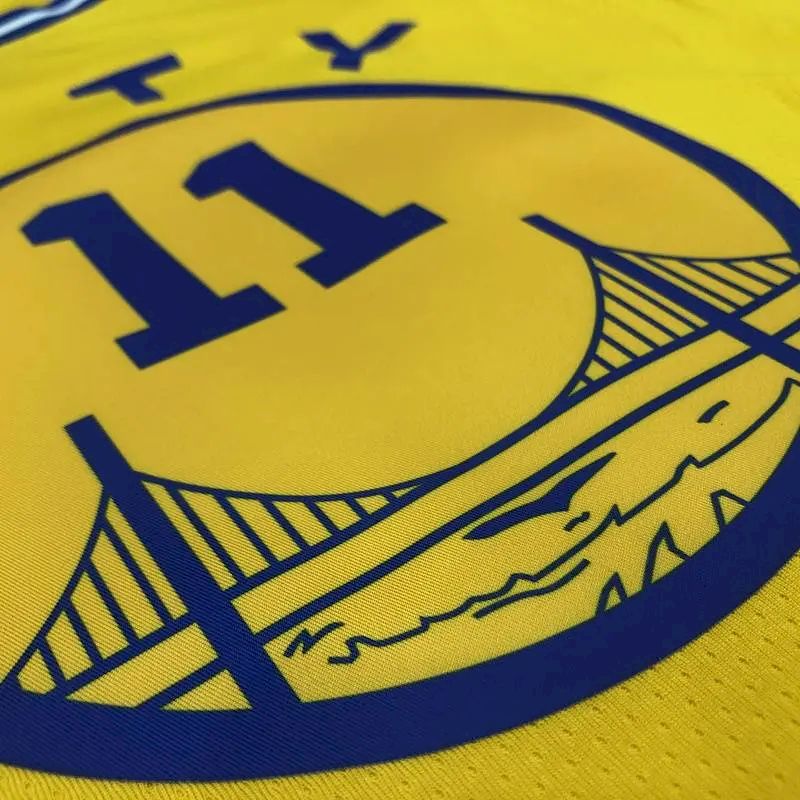 Camisa amarela masculina Klay Thompson versão jogador – The City Classic Edition