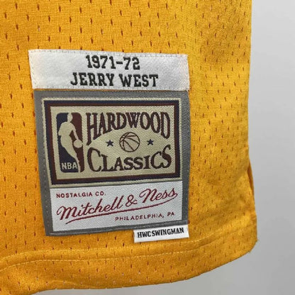 Camisa masculina M&amp;N 1971/72 Jerry West amarela retrô