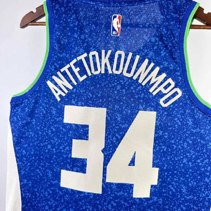 Camisa Azul Masculina Giannis Antetokounmpo 2024 – Edição Cidade